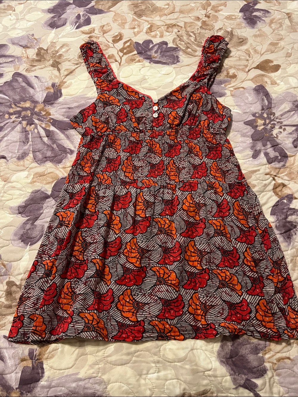 Free People Floral Print Top in Red & Orange
